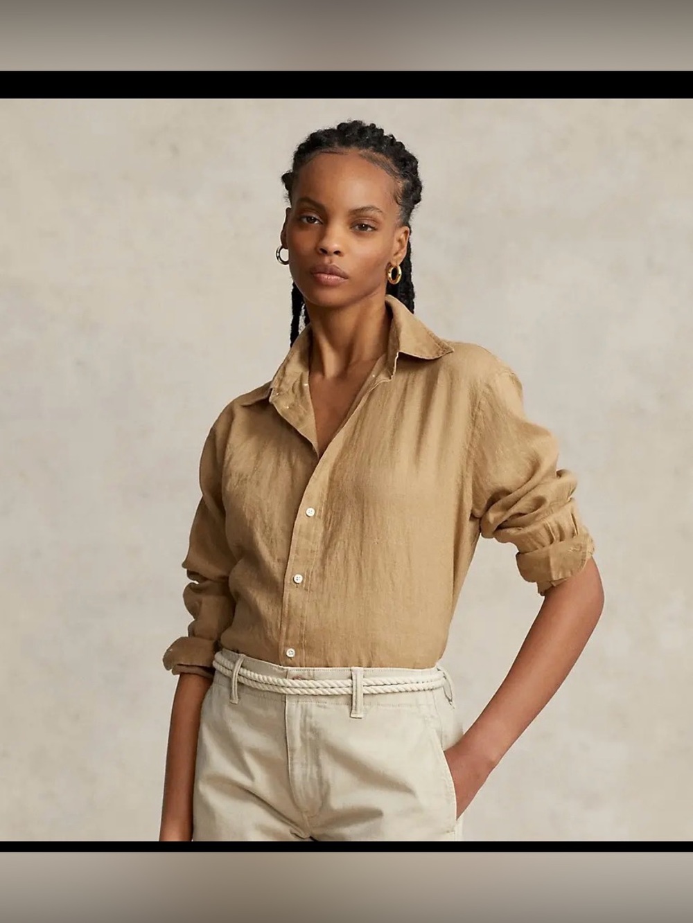 $125 Lauren Ralph Lauren Women’s Petite 100% Linen Relaxed-Fit Shirt Sz 4P